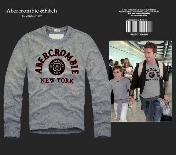 Abercrombie Fitch Hombres De Cuello Redondo Con Gente Fotos Largo Remera AF6069